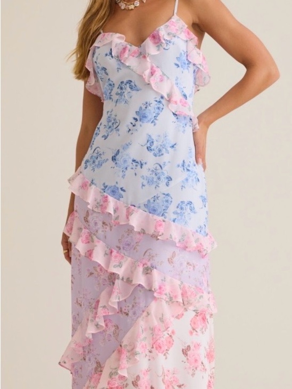 ALTAR’D STATE  Floral Ruffle Slip Dress